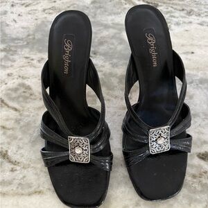Brighton Black Sandals with Silver Accents